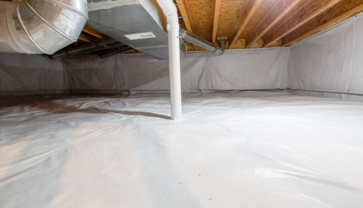 A basement crawl space shows the end result of a vapor intrusion mitigation.